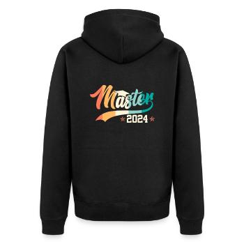 Master 2024 Masterabschluss Bestanden - Unisex Premium Bio Zip Hoodie - Schwarz - Hinten - Nico (187cm)