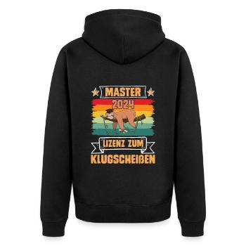Master 2024 Lizenz zum Klugscheißen Faultier - Unisex Premium Bio Zip Hoodie - Schwarz - Hinten - Nico (187cm)