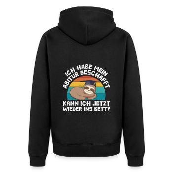 Lustig Abiturient Habe mein Abi Geschafft - Unisex Premium Bio Zip Hoodie - Schwarz - Hinten - Nico (187cm)