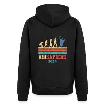 Abiturienten ABISAPIENS Abi 2024 Abschluss - Unisex Premium Bio Zip Hoodie - Schwarz - Hinten - Nico (187cm)