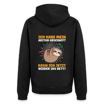 Lustig Abiturient Habe mein Abi Geschafft - Unisex Premium Bio Zip Hoodie - Schwarz - Hinten - Nico (187cm)