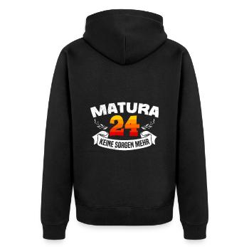 Matura 2024 Maturianten Schulabschluss - Unisex Premium Bio Zip Hoodie - Schwarz - Hinten - Nico (187cm)
