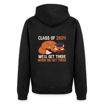 Abiturienten Class of 2024 We'll Get There - Unisex Premium Bio Zip Hoodie - Schwarz - Hinten - Nico (187cm)