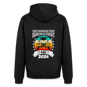Abitur 2024 Abi School Gambled Through High School Graduate - Unisex Premium Organic Zip Hoodie - black - Back - Nico (187cm)