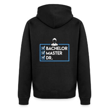 Bachelier Master Dr. Doctorat complété - Veste à capuche bio Premium Unisexe - noir - Dos - Nico (187cm)