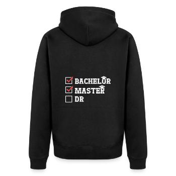 Bachelor Master Dr Master's degree completed - Unisex Premium Organic Zip Hoodie - black - Back - Nico (187cm)