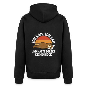 Lazy colleagues I came, saw and didn't feel like it - Unisex Premium Organic Zip Hoodie - black - Back - Nico (187cm)