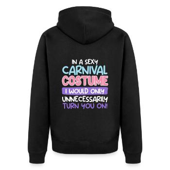 Fan de carnaval dans un costume de carnaval sexy - Veste à capuche bio Premium Unisexe - noir - Dos - Nico (187cm)