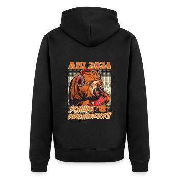 Abi 2024 Schule Durchgezockt Gamer Lustiges - Unisex Premium Bio Zip Hoodie - Schwarz - Hinten - Nico (187cm)