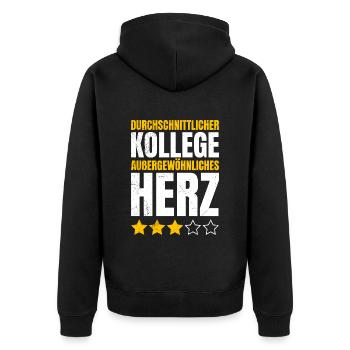 Office Average Colleague Extraordinary - Unisex Premium Organic Zip Hoodie - black - Back - Nico (187cm)