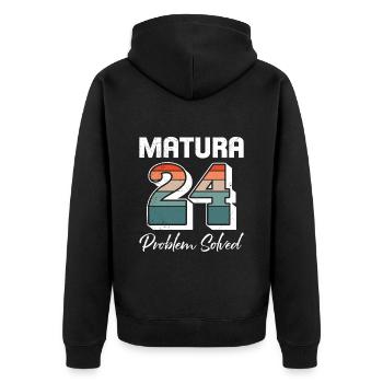 Matura 2024 PROBLEM SOLVED Schulabschluss - Unisex Premium Bio Zip Hoodie - Schwarz - Hinten - Nico (187cm)