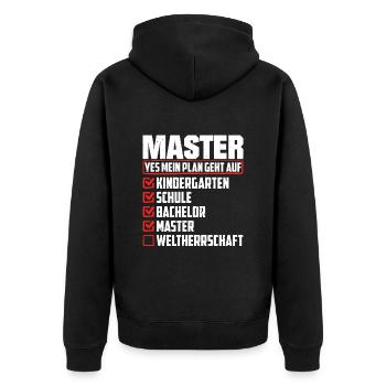 Liste des diplômes de maîtrise Mémoire de maîtrise terminé - Veste à capuche bio Premium Unisexe - noir - Dos - Nico (187cm)