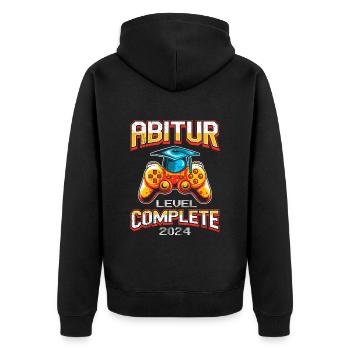 ABI Level Complete 2024 Abitur Abschlussparty - Unisex Premium Bio Zip Hoodie - Schwarz - Hinten - Nico (187cm)