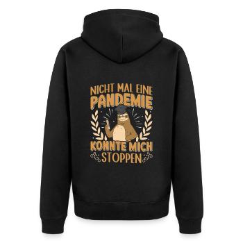 Master's Degree Pandemic Couldn't Stop Me - Unisex Premium Organic Zip Hoodie - black - Back - Nico (187cm)
