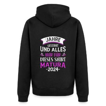 Matura 2024 ans J’ai tout appris pour ce t-shirt - Veste à capuche bio Premium Unisexe - noir - Dos - Nico (187cm)