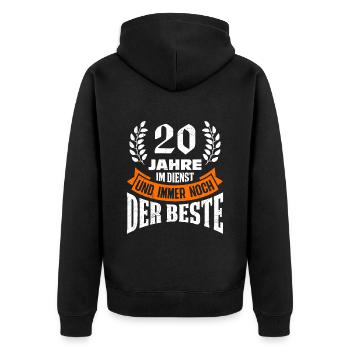 20 years of service Still the BEST - Unisex Premium Organic Zip Hoodie - black - Back - Nico (187cm)