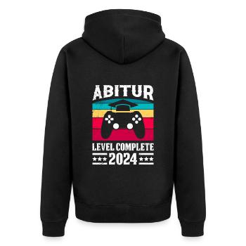 ABI Level Complete 2024 Abitur Abschlussparty - Unisex Premium Bio Zip Hoodie - Schwarz - Hinten - Nico (187cm)