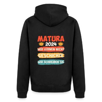 Histoire de Matura 2024 Nous vous écrivons Maturant - Veste à capuche bio Premium Unisexe - noir - Dos - Nico (187cm)