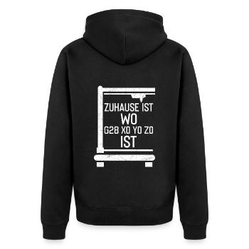 GCode Home est l'endroit où X0 Y0 20 est drôle - Veste à capuche bio Premium Unisexe - noir - Dos - Nico (187cm)