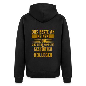 Lustig Das Beste am Job sind Gestörte Kollegen - Unisex Premium Bio Zip Hoodie - Schwarz - Hinten - Nico (187cm)