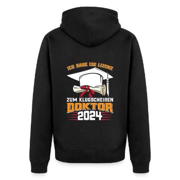 Doctor 2024 Have the license to smart-ass - Unisex Premium Organic Zip Hoodie - black - Back - Nico (187cm)