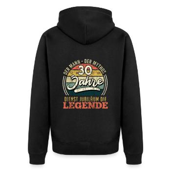 30 ans de service L’homme Le mythe La légende - Veste à capuche bio Premium Unisexe - noir - Dos - Nico (187cm)