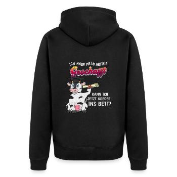 Abitur Geschafft Kann ich wieder ins Bett Lustige - Unisex Premium Bio Zip Hoodie - Schwarz - Hinten - Nico (187cm)