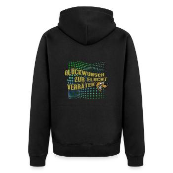 Glückwunsch zur Flucht Verräter Lustiges - Unisex Premium Bio Zip Hoodie - Schwarz - Hinten - Nico (187cm)