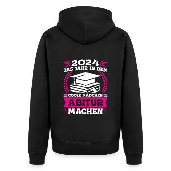 2024 Das Jahr in dem Coole Mädchen Abitur Machen - Unisex Premium Bio Zip Hoodie - Schwarz - Hinten - Nico (187cm)