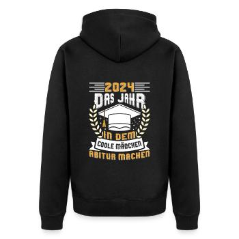 2024 Das Jahr in dem Coole Mädchen Abitur Machen - Unisex Premium Bio Zip Hoodie - Schwarz - Hinten - Nico (187cm)