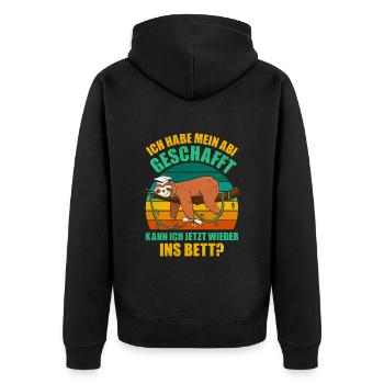 Abiturient Habe Mein Abi Geschafft Abschluss - Unisex Premium Bio Zip Hoodie - Schwarz - Hinten - Nico (187cm)