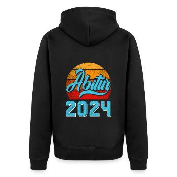 Abitur 2024 Abschluss Abiturient Abi Abiturienten - Unisex Premium Bio Zip Hoodie - Schwarz - Hinten - Nico (187cm)