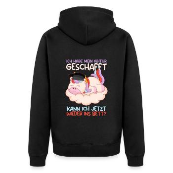Abiturient Habe Mein Abitur Geschafft Abschluss - Unisex Premium Bio Zip Hoodie - Schwarz - Hinten - Nico (187cm)