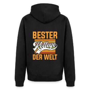 Bester Kollege der Welt Mitarbeiter Bürokollege - Unisex Premium Bio Zip Hoodie - Schwarz - Hinten - Nico (187cm)