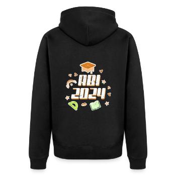Abi 2024 Abitur Mädchen Abiturientin - Unisex Premium Bio Zip Hoodie - Schwarz - Hinten - Nico (187cm)