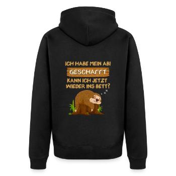 Abitur Habe Abi Geschafft Kann Ich Wieder ins Bett - Unisex Premium Bio Zip Hoodie - Schwarz - Hinten - Nico (187cm)