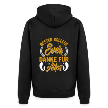 BESTER KOLLEGE EVER Danke für Alles Kollegen - Unisex Premium Bio Zip Hoodie - Schwarz - Hinten - Nico (187cm)
