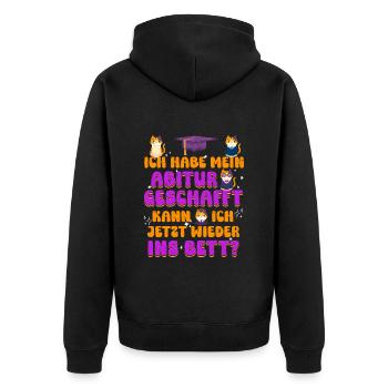 Abi Habe mein Abitur Geschafft Faultier Lustiges - Unisex Premium Bio Zip Hoodie - Schwarz - Hinten - Nico (187cm)