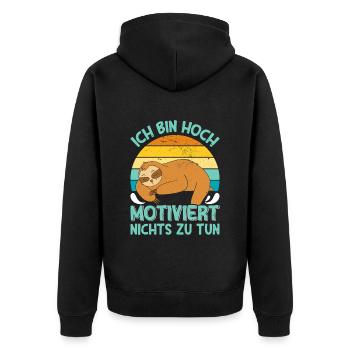 Fauler Kollege Bin Hoch Motiviert Nichts zu Tun - Unisex Premium Bio Zip Hoodie - Schwarz - Hinten - Nico (187cm)