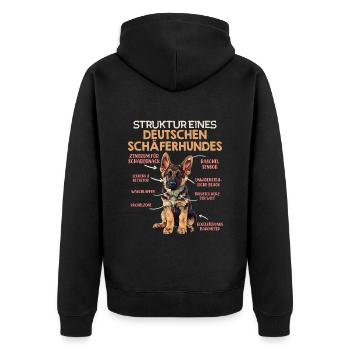 Hundehalter STRUKTUR EINES DEUTSCHEN SCHÄFERHUNDES - Unisex Premium Bio Zip Hoodie - Schwarz - Hinten - Nico (187cm)