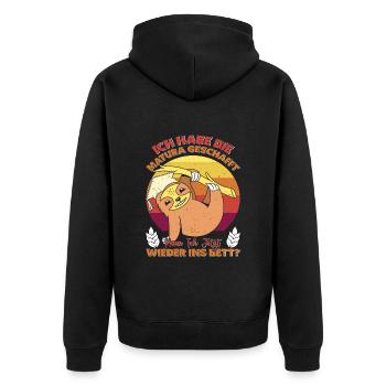 Maturanten Habe die Matura Geschafft Lustiges - Unisex Premium Bio Zip Hoodie - Schwarz - Hinten - Nico (187cm)
