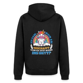 Abiturient Habe Mein Abi Geschafft Abschluss - Unisex Premium Bio Zip Hoodie - Schwarz - Hinten - Nico (187cm)