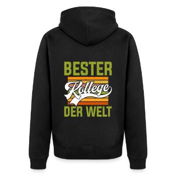 Bester Kollege der Welt Mitarbeiter Bürokollege - Unisex Premium Bio Zip Hoodie - Schwarz - Hinten - Nico (187cm)