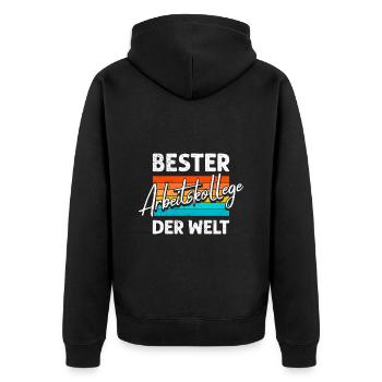 Abschied Bester Arbeitskollege der Welt - Unisex Premium Bio Zip Hoodie - Schwarz - Hinten - Nico (187cm)