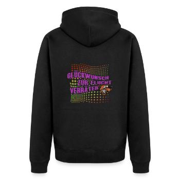 Glückwunsch zur Flucht Verräter Lustiges - Unisex Premium Bio Zip Hoodie - Schwarz - Hinten - Nico (187cm)