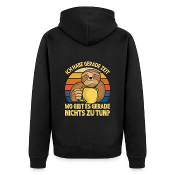 Kollegen Habe Gerade Zeit Wo gibt's Nichts zu Tun - Unisex Premium Bio Zip Hoodie - Schwarz - Hinten - Nico (187cm)