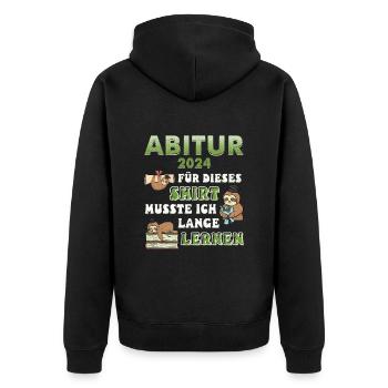 Abitur 2024 Für Dieses Shirt Musste ich Lernen - Unisex Premium Bio Zip Hoodie - Schwarz - Hinten - Nico (187cm)