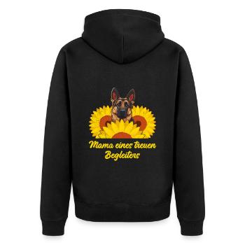 Mama eines Treuen Begleiters Schäferhund Besitzer - Unisex Premium Bio Zip Hoodie - Schwarz - Hinten - Nico (187cm)