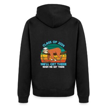 Abiturienten Class of 2024 We'll Get There Lustig - Unisex Premium Bio Zip Hoodie - Schwarz - Hinten - Nico (187cm)