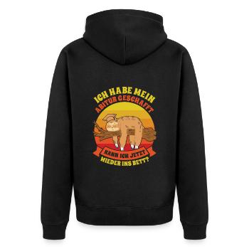 Abiturient Habe Mein Abitur Geschafft Lustiges - Unisex Premium Bio Zip Hoodie - Schwarz - Hinten - Nico (187cm)